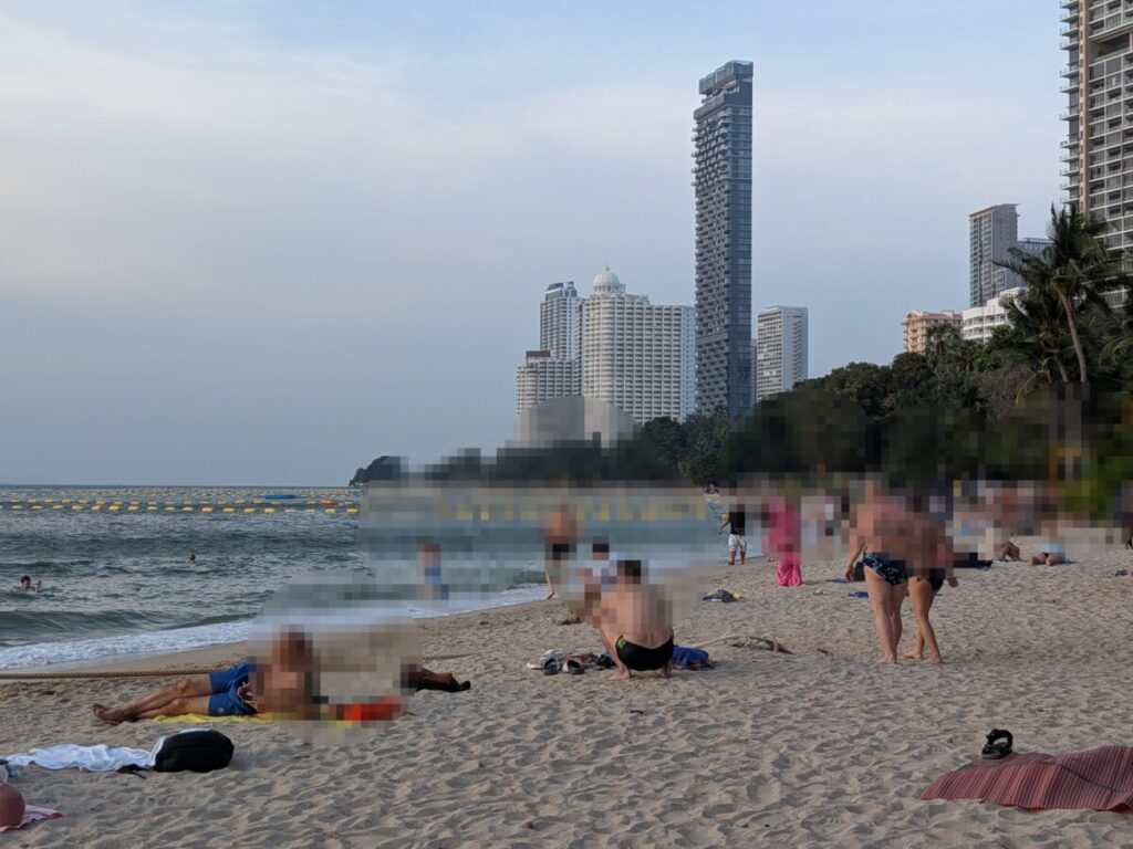 Gentle waves rolling onto the shore at Wong Amat Beach.