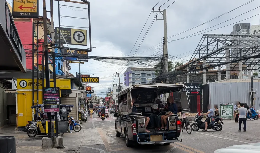 Songthaew traveling along Soi Buakhao in Pattaya