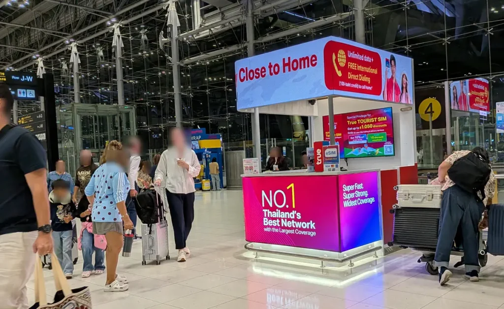 Tourist SIM counter at Suvarnabhumi Airport in Bangkok