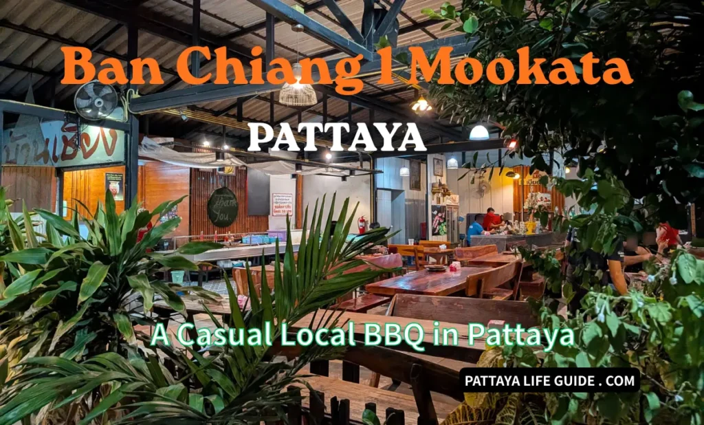 Ban Chiang 1 Mookata restaurant interior at night in Pattaya